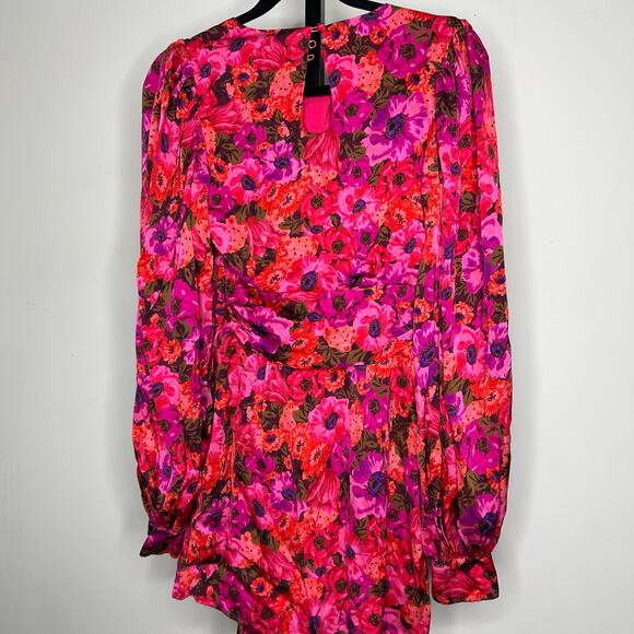 For Love‎ and lemons Dress- Size Small- cutout long sleeve satin mini ruffle - Picture 6 of 6
